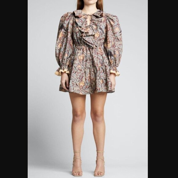 Ulla Johnson Caris Long Sleeve A Line Mini Dress in Ether Blue 4 - Picture 2 of 10